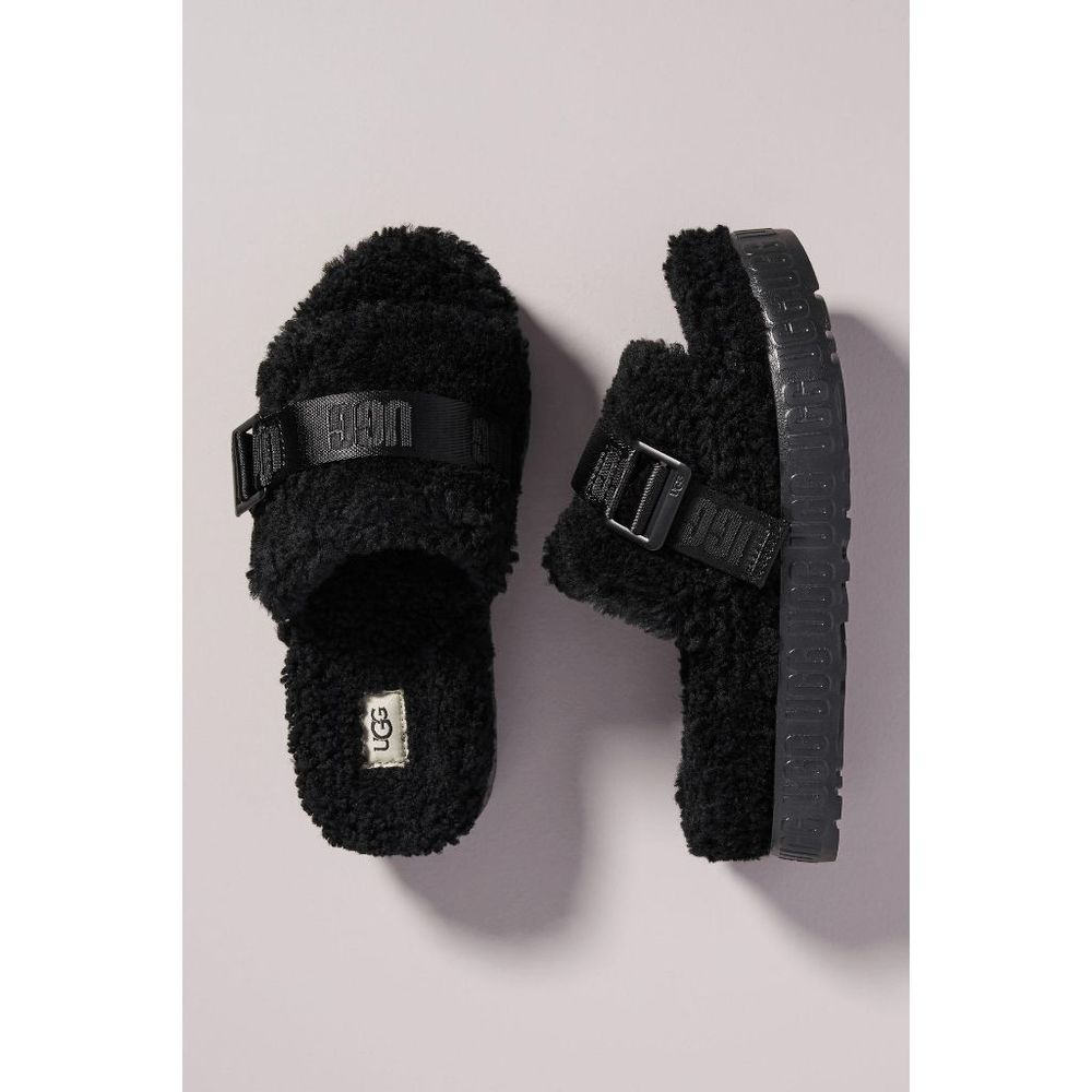UGG Women's Fluffita Flatform Slide Sandals - Black 9